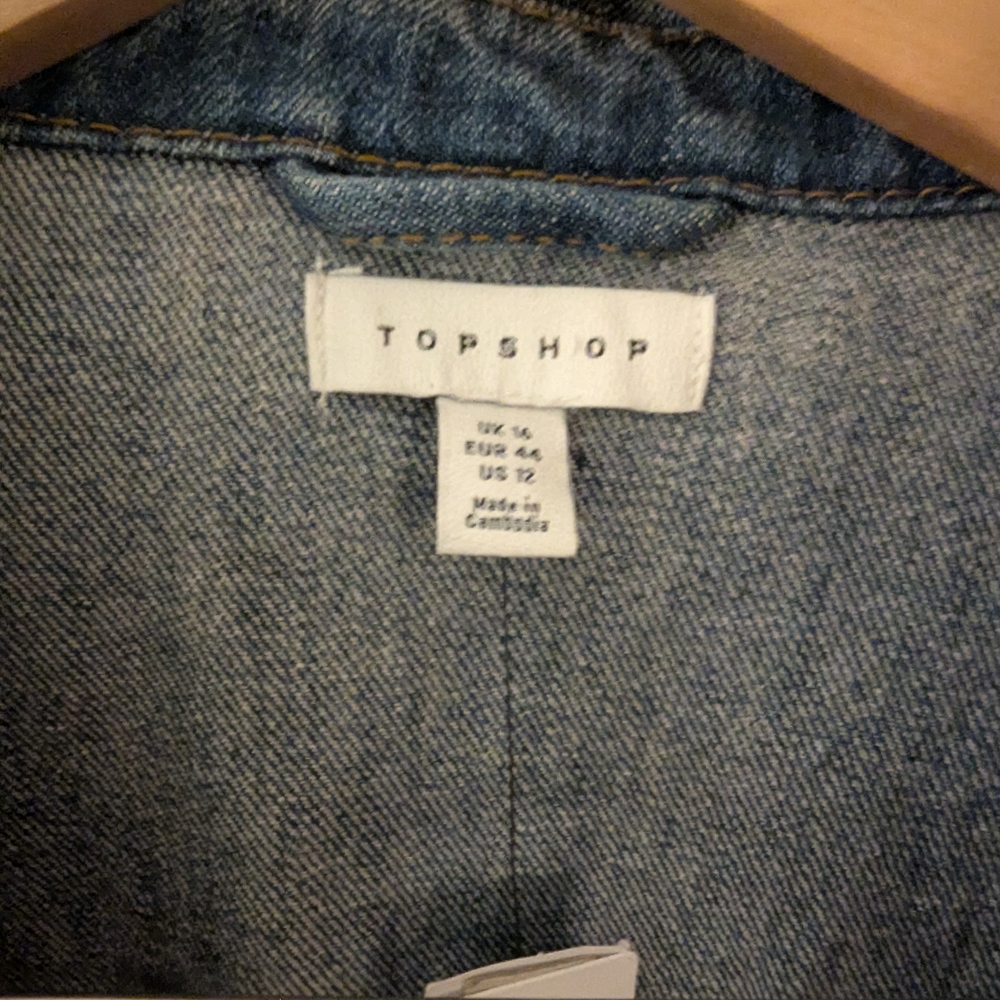 Topshop NWT Light Blue Trucker Denim Jacket US 12 - Picture 3 of 6